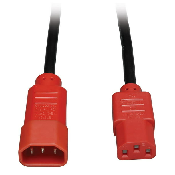 P004-004-RD 4-ft. IEC-320-C14 to IEC-320-C13 with Red Plugs Tripp Lite Standard Computer Power Extension Cord 10A 18AWG 